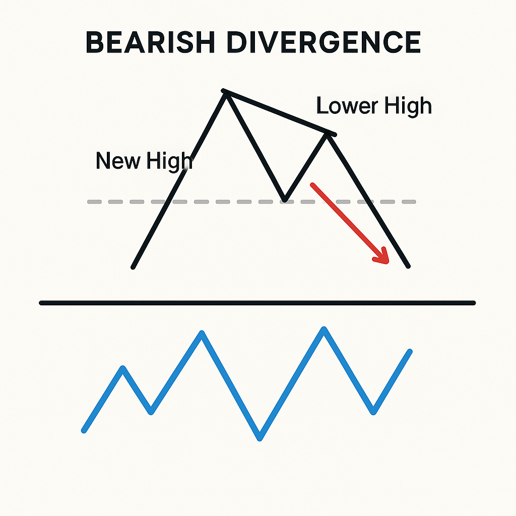 Chart example of Bearish Divergence.