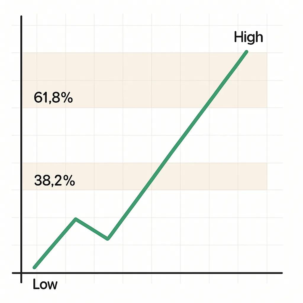 Fibonacci retracement diagram with key levels marked