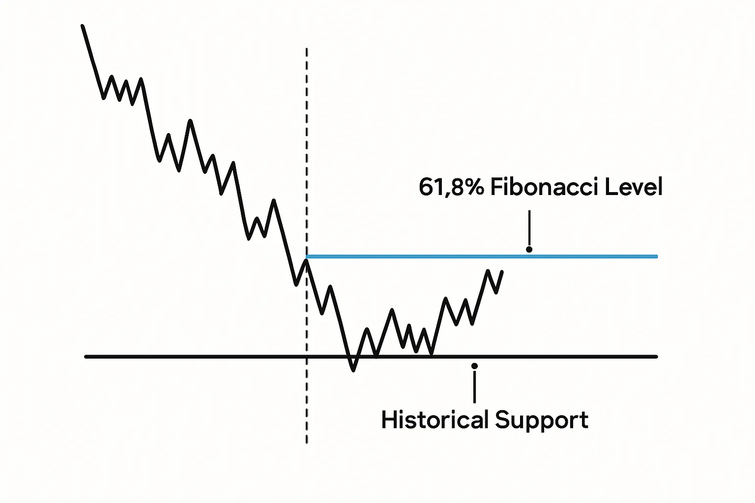 Fibonacci confluence diagram highlighting support level