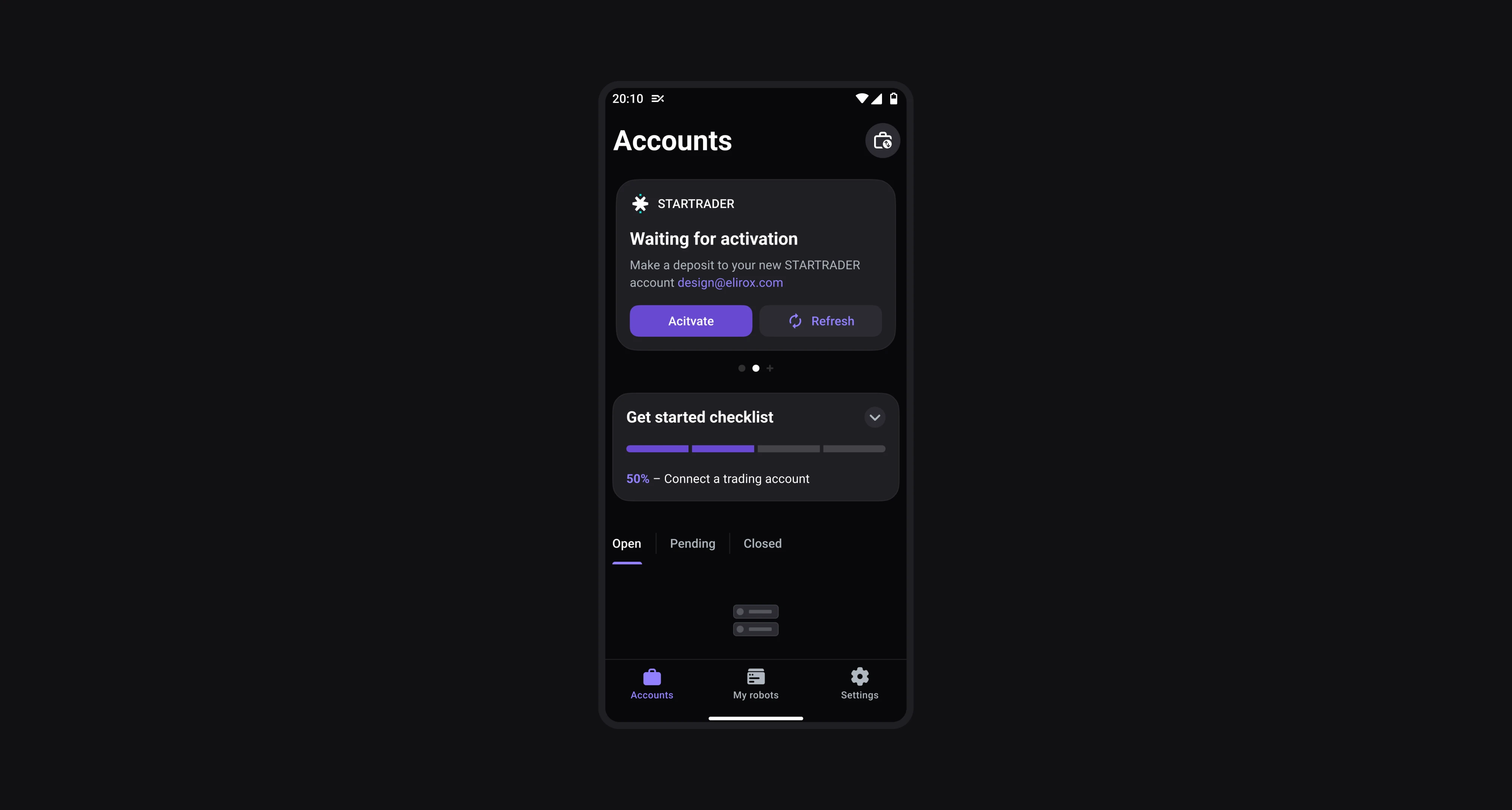 Make a deposit to activate your STARTRADER account