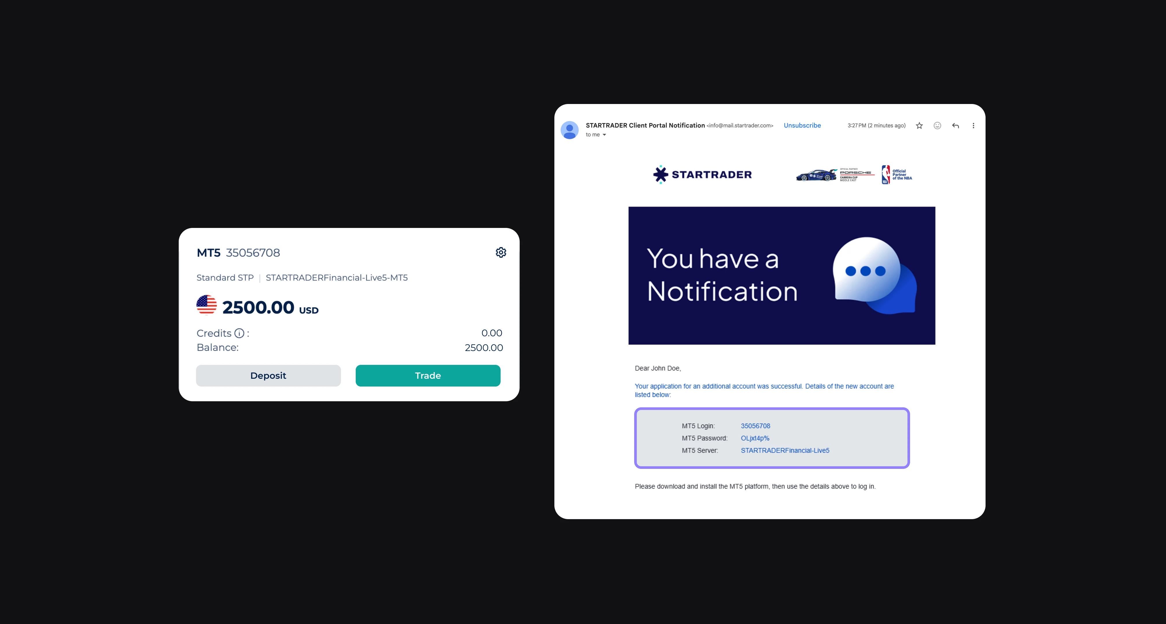 Wait for the STARTRADER account connection