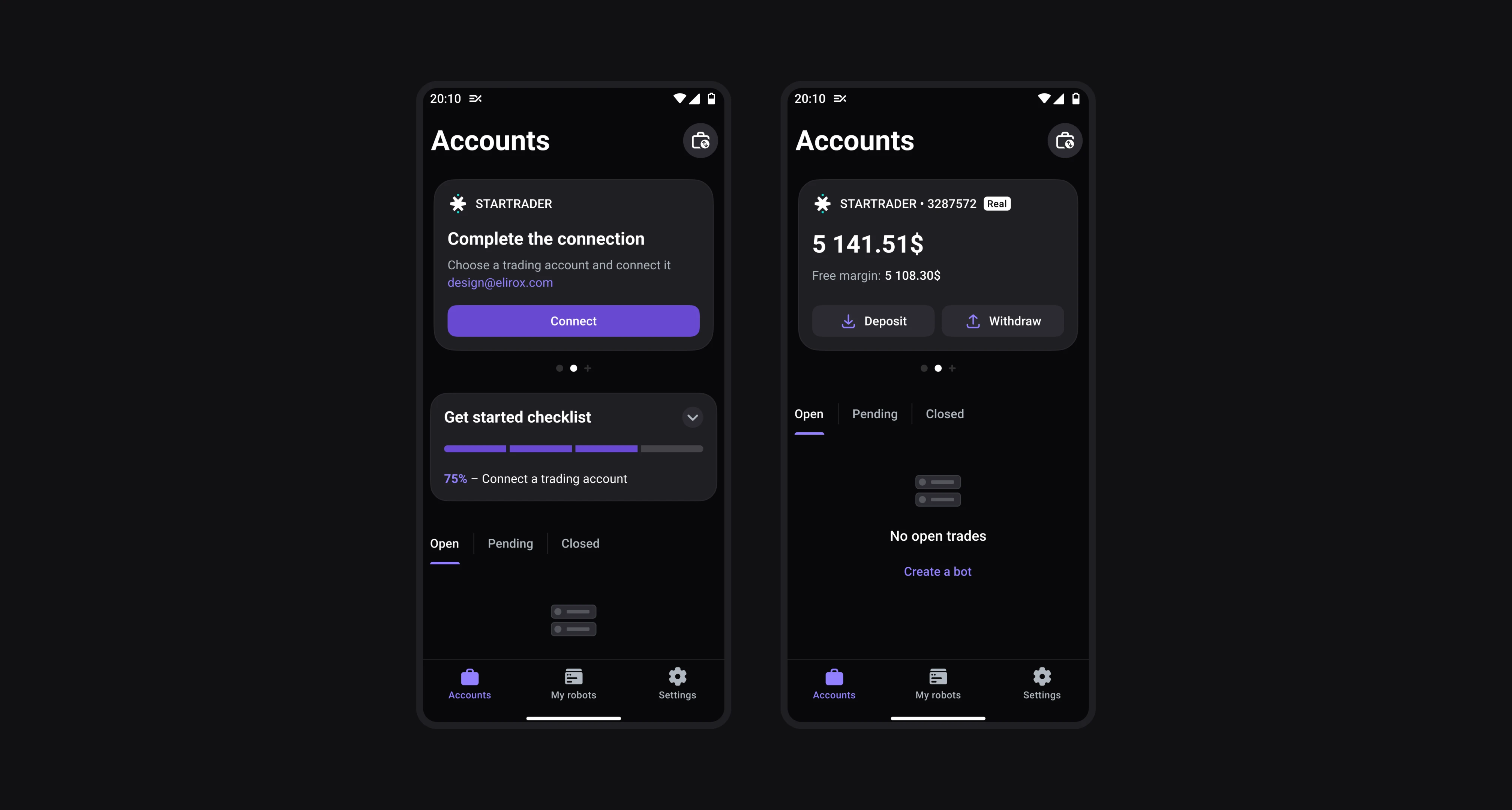 STARTRADER account successfully connected to Elirox